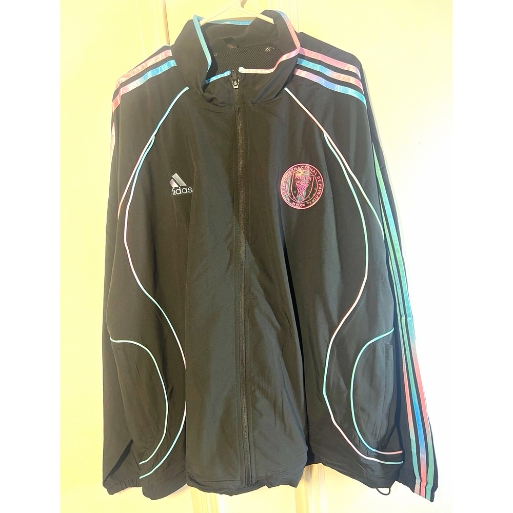 Adidas Inter Miami CF Anthem Jacket 2XL Black Pink Aqua KW4782 NWT MLS